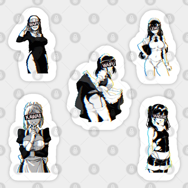 Kawaii Lewd Ecchi Hentai Anime Waifu Cat Girl Pack of 5 Set 9 Sticker by TenchiMasaki